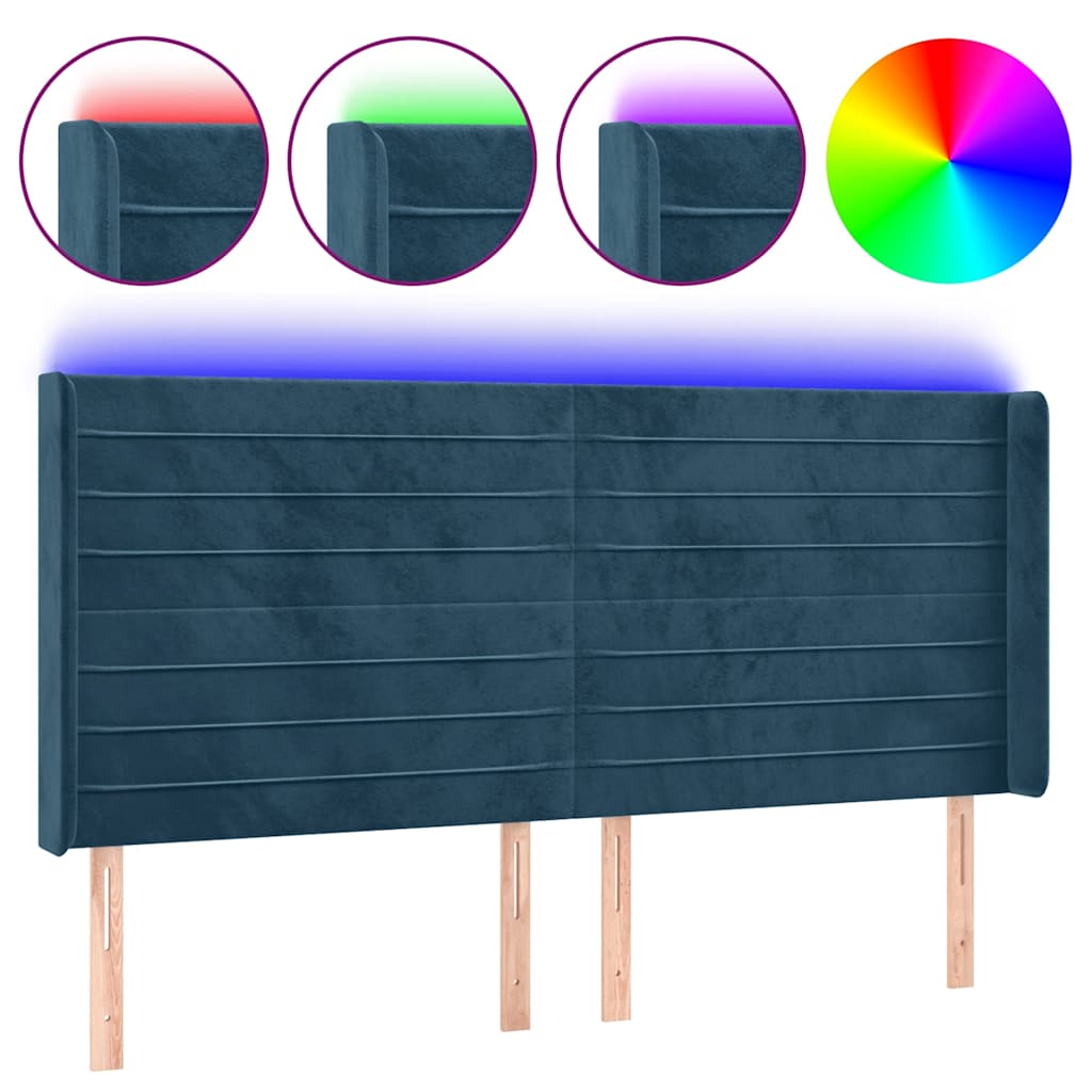 LED uzglavlje tamnoplavo 183 x 16 x 118/128 cm od tkanine