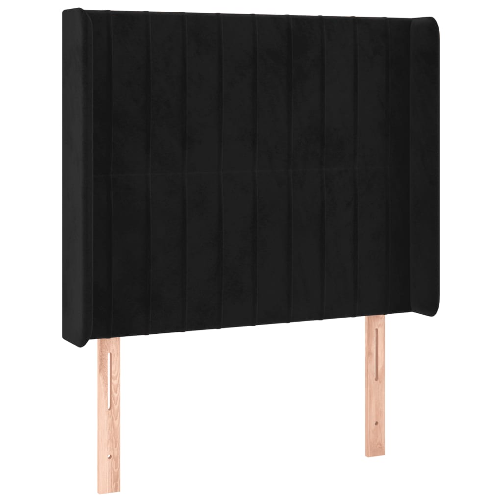 LED uzglavlje crno 103x16x118/128 cm baršunasto