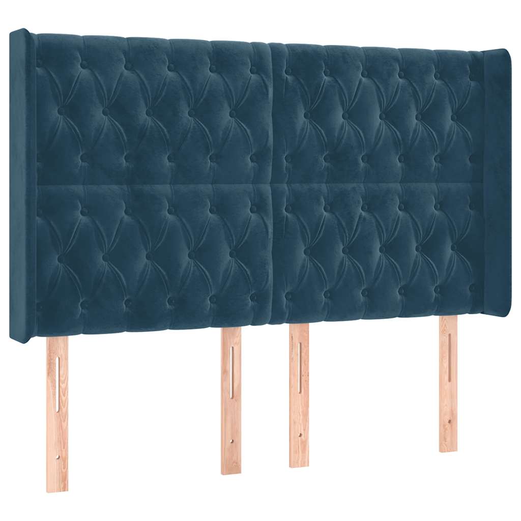 LED uzglavlje tamnoplavo 147x16x118/128 cm baršunasto