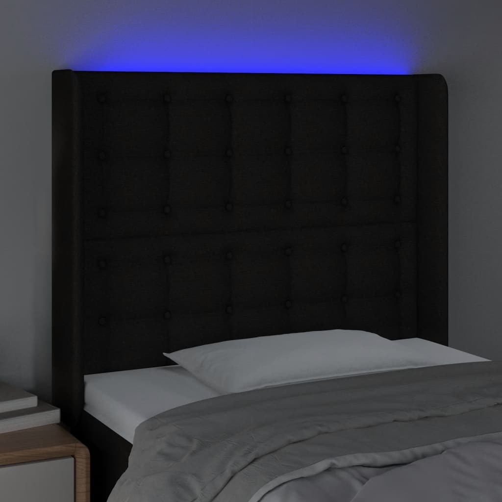 LED uzglavlje crno 83 x 16 x 118/128 cm od tkanine