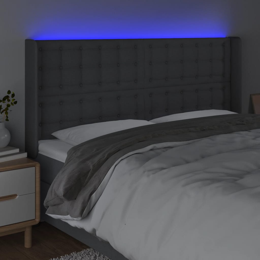 LED uzglavlje tamnosivo 183 x 16 x 118/128 cm od tkanine