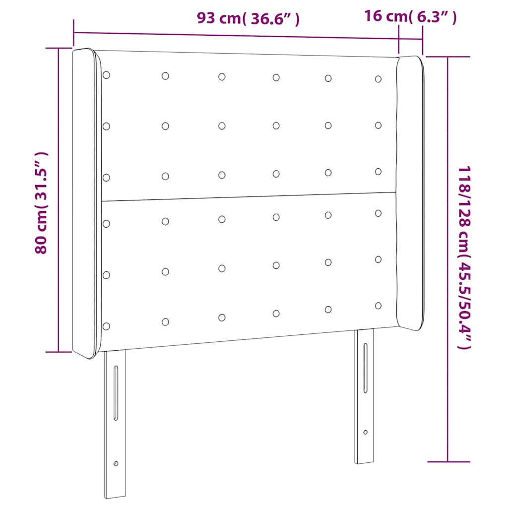 LED uzglavlje tamnoplavo 93x16x118/128 cm baršunasto