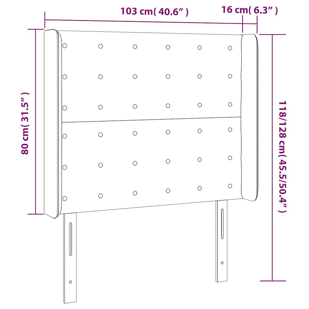 LED uzglavlje tamnoplavo 103x16x118/128 cm baršunasto
