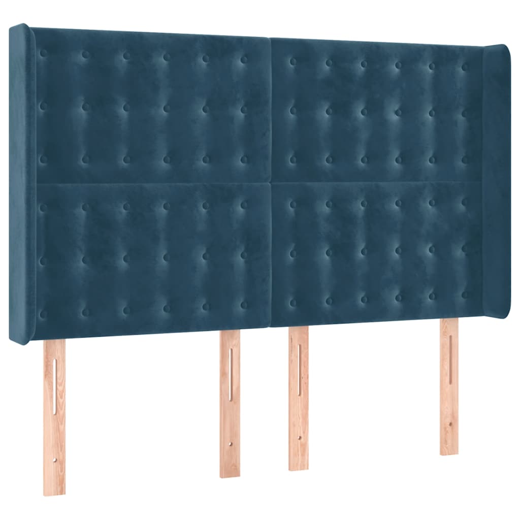 LED uzglavlje tamnoplavo 147x16x118/128 cm baršunasto