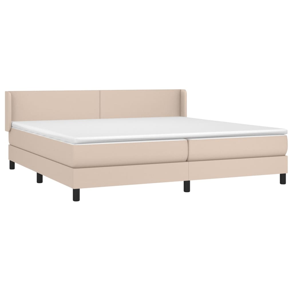 Krevet box spring s madracem cappuccino 200x200cm umjetna koža