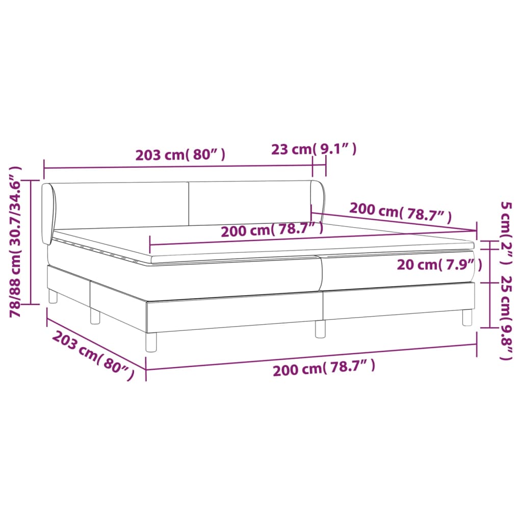 Krevet box spring s madracem cappuccino 200x200cm umjetna koža