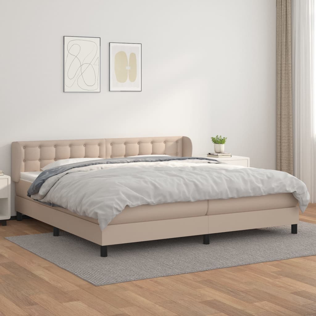 Krevet box spring s madracem cappuccino 200x200cm umjetna koža
