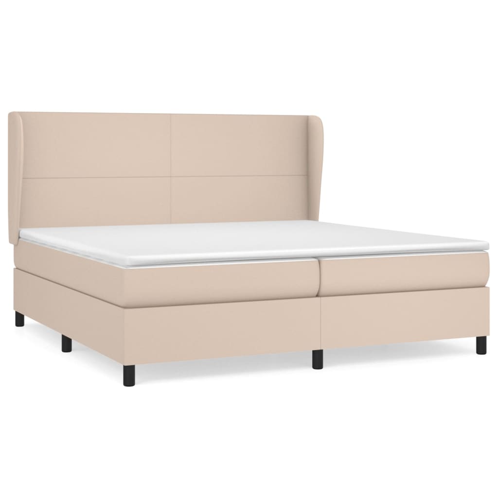Krevet box spring s madracem cappuccino 200x200cm umjetna koža