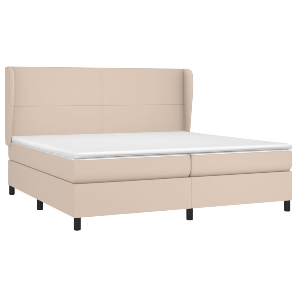 Krevet box spring s madracem cappuccino 200x200cm umjetna koža