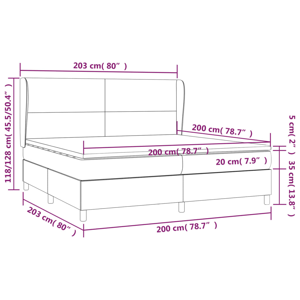 Krevet box spring s madracem cappuccino 200x200cm umjetna koža