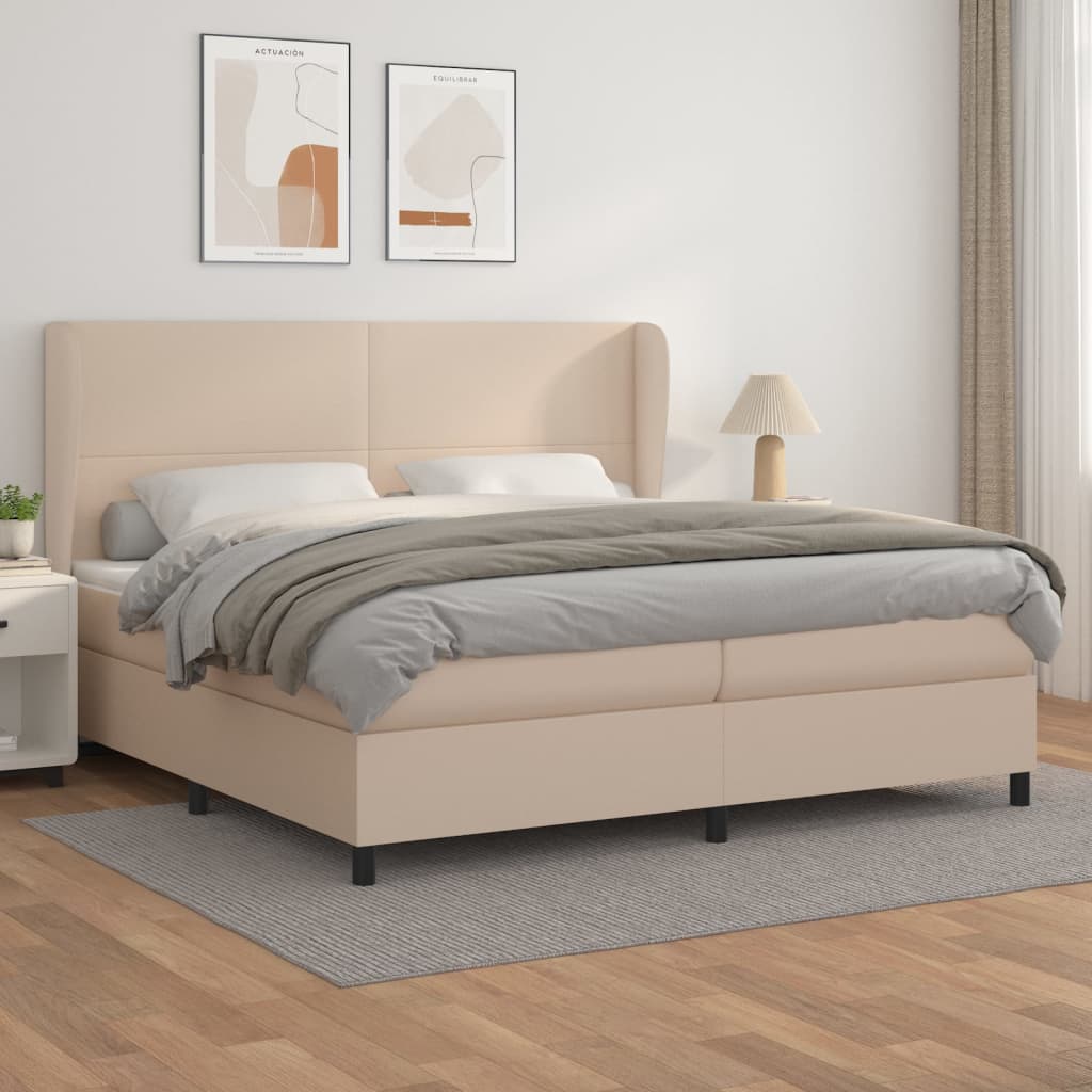 Krevet box spring s madracem cappuccino 200x200cm umjetna koža