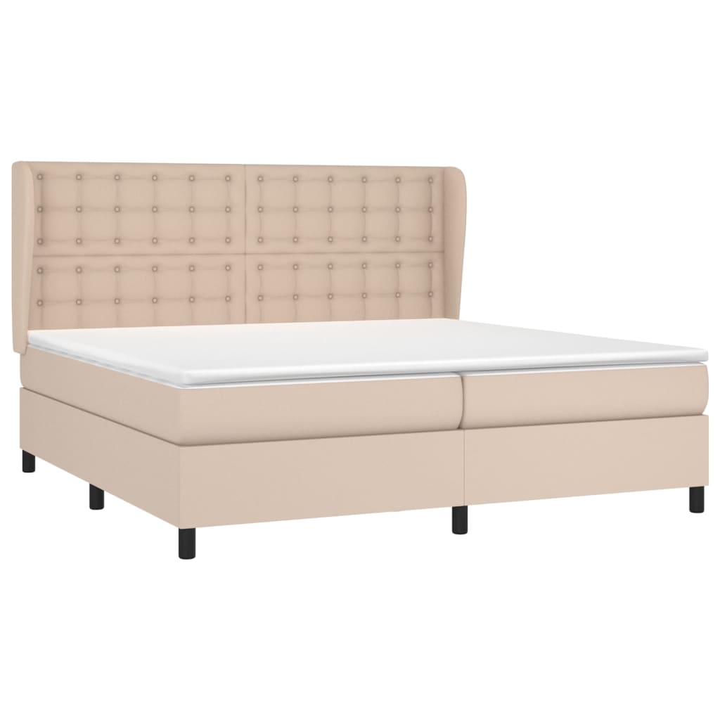 Krevet box spring s madracem cappuccino 200x200cm umjetna koža