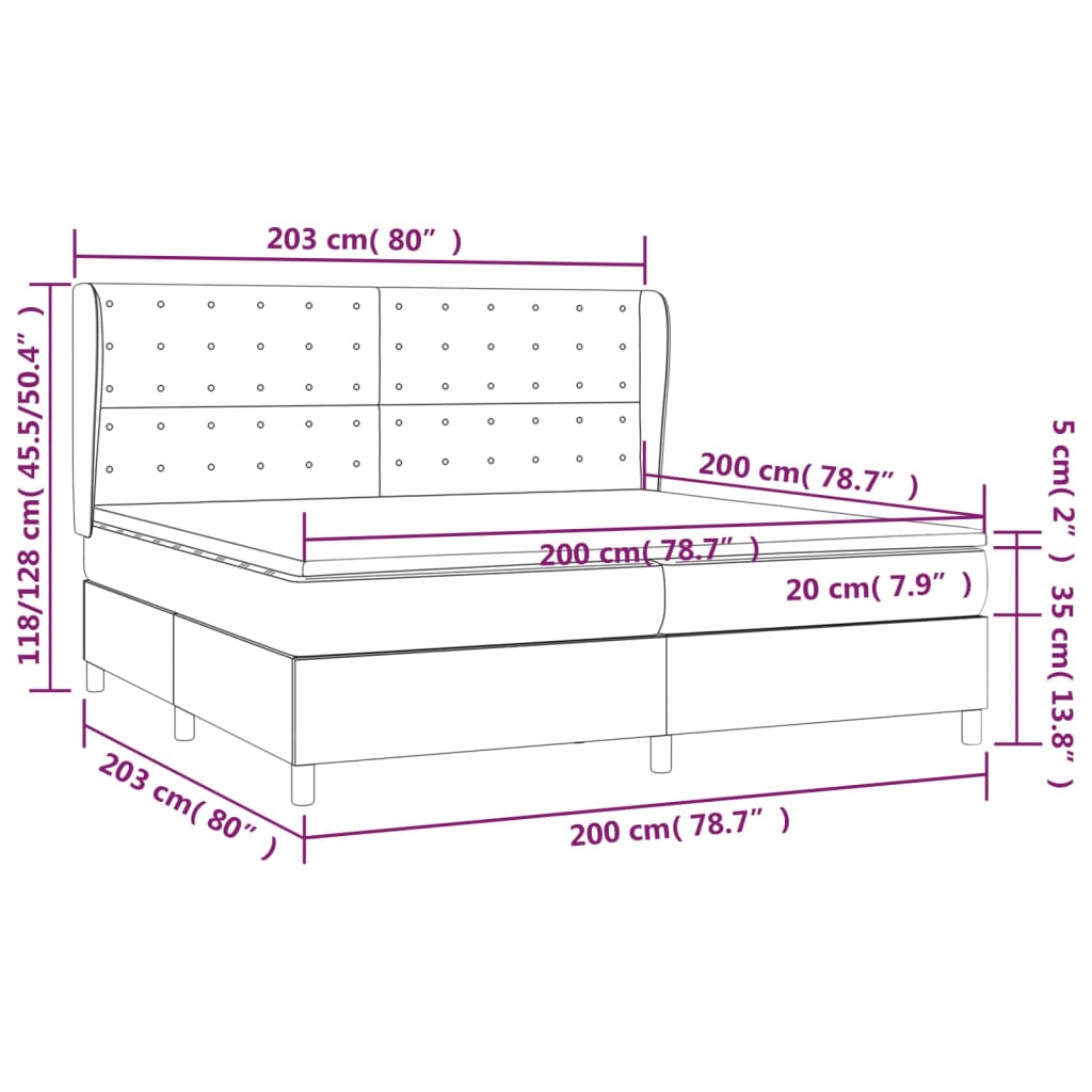Krevet box spring s madracem cappuccino 200x200cm umjetna koža