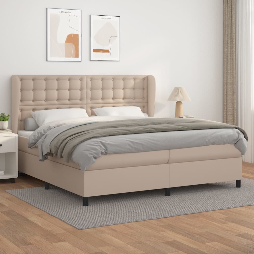 Krevet box spring s madracem cappuccino 200x200cm umjetna koža