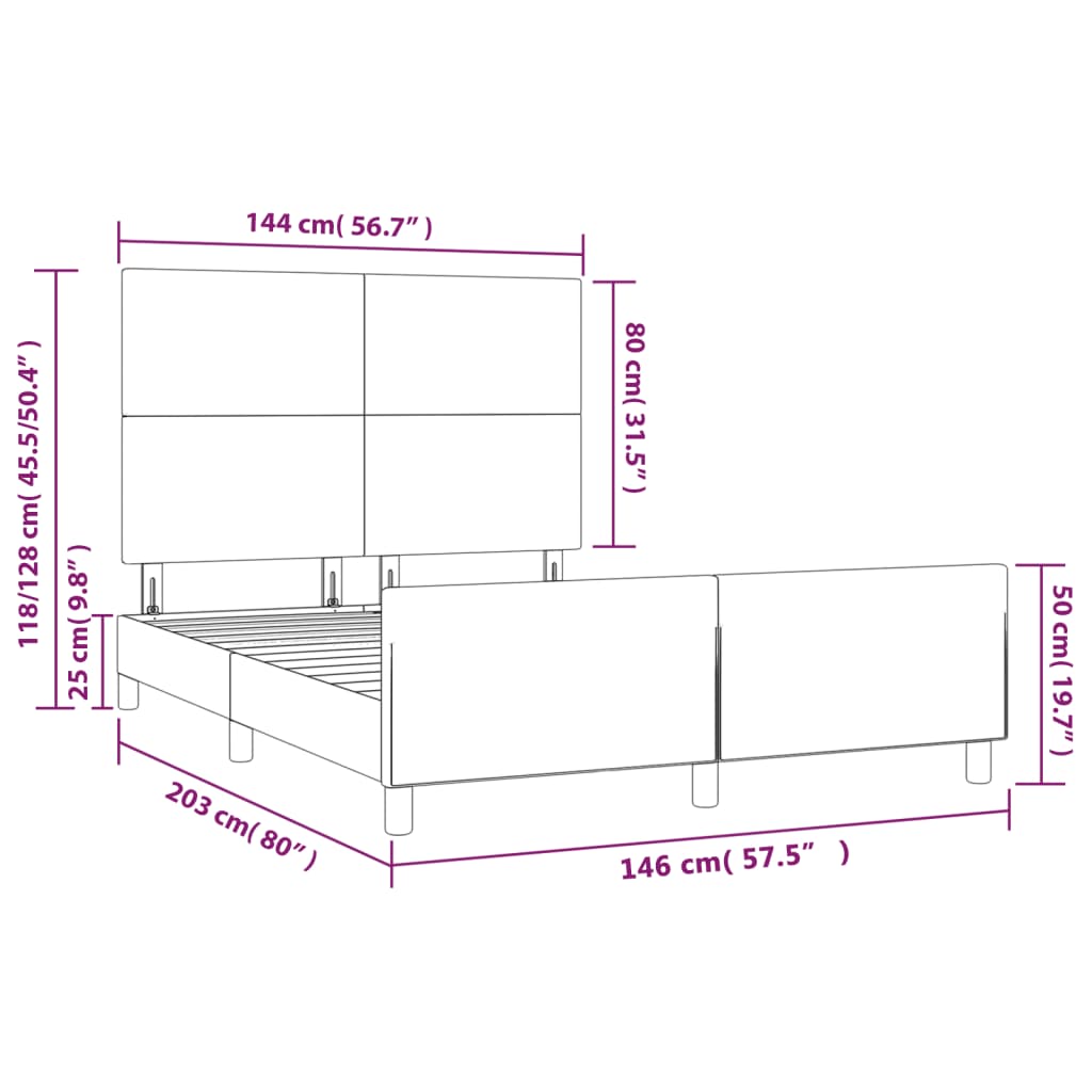 Okvir za krevet s uzglavljem sivi 140x200 cm od umjetne kože