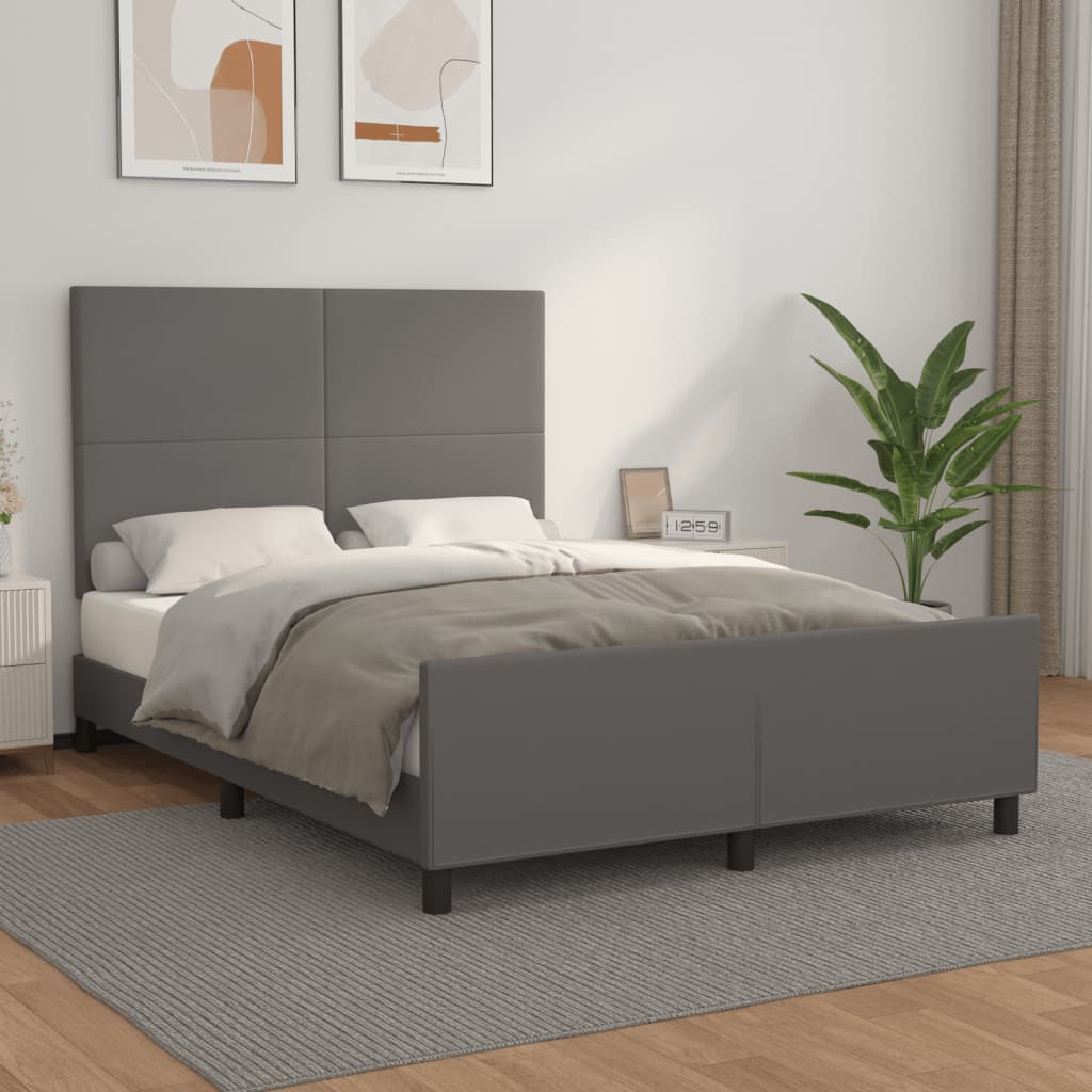 Okvir za krevet s uzglavljem sivi 140x200 cm od umjetne kože