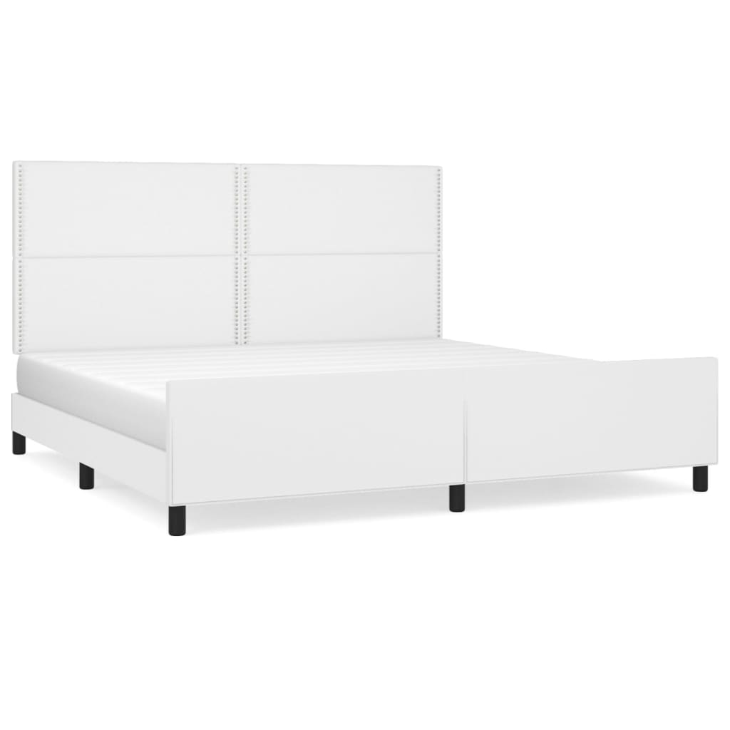Okvir za krevet s uzglavljem bijeli 200x200 cm od umjetne kože