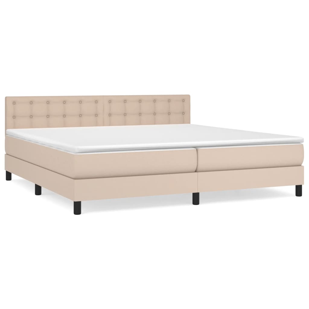 Krevet box spring s madracem cappuccino 200x200cm umjetna koža