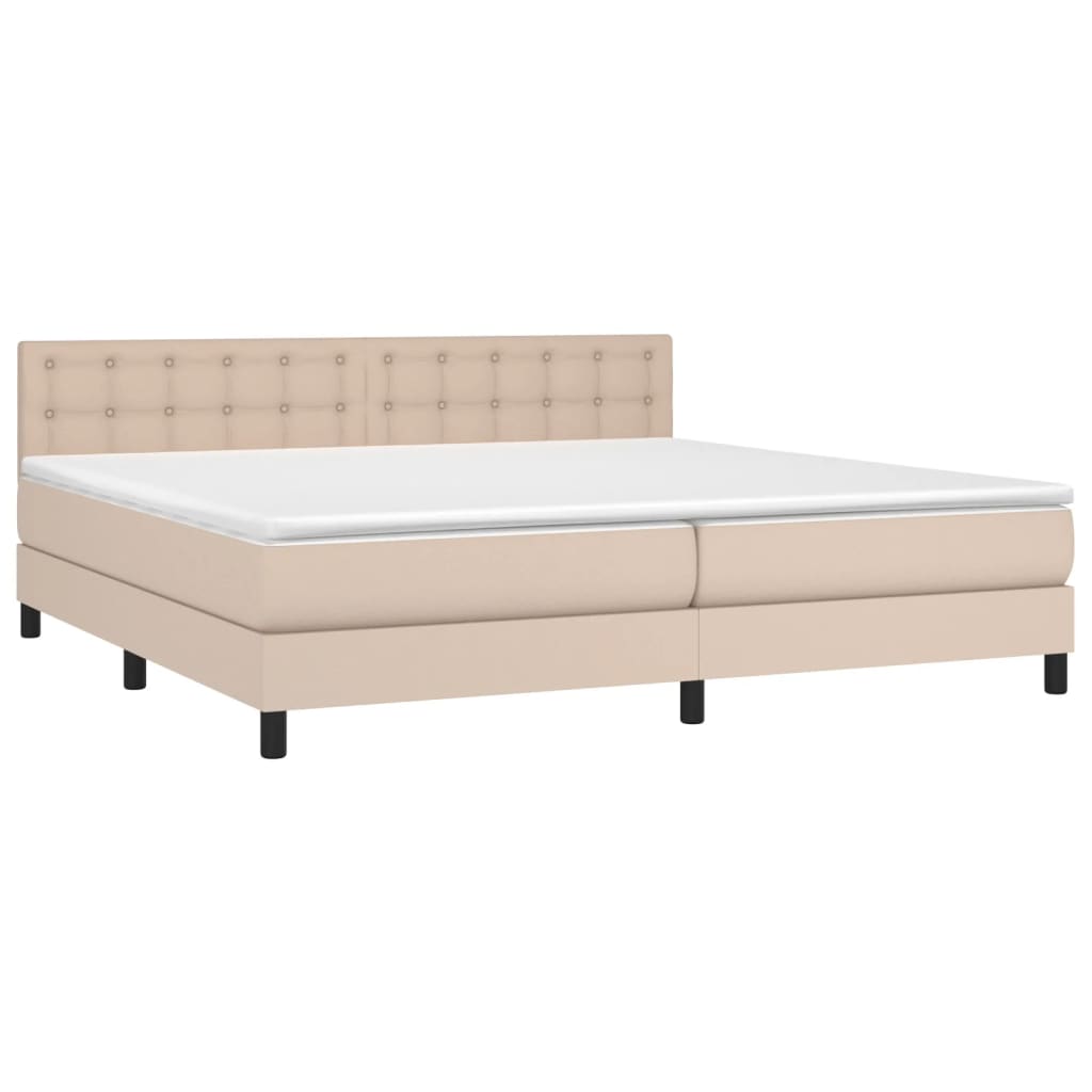 Krevet box spring s madracem cappuccino 200x200cm umjetna koža