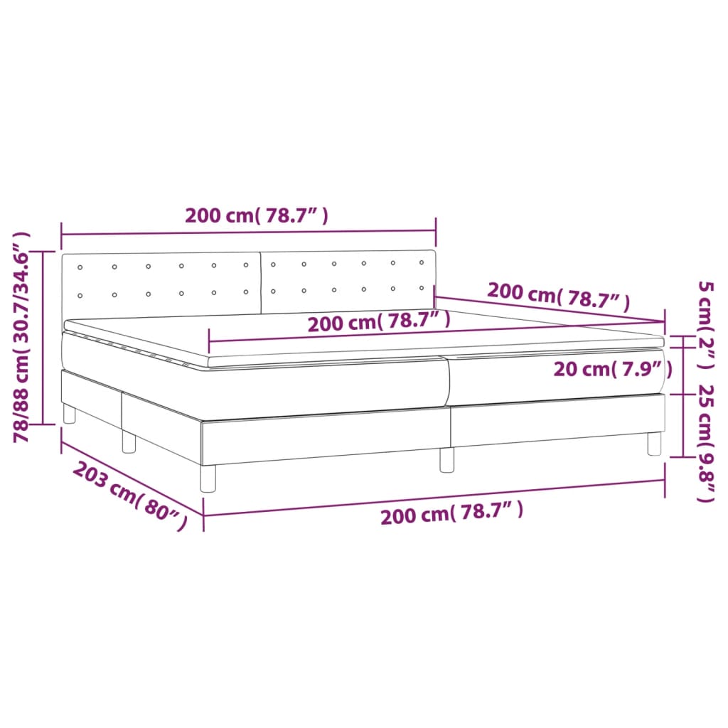 Krevet box spring s madracem cappuccino 200x200cm umjetna koža