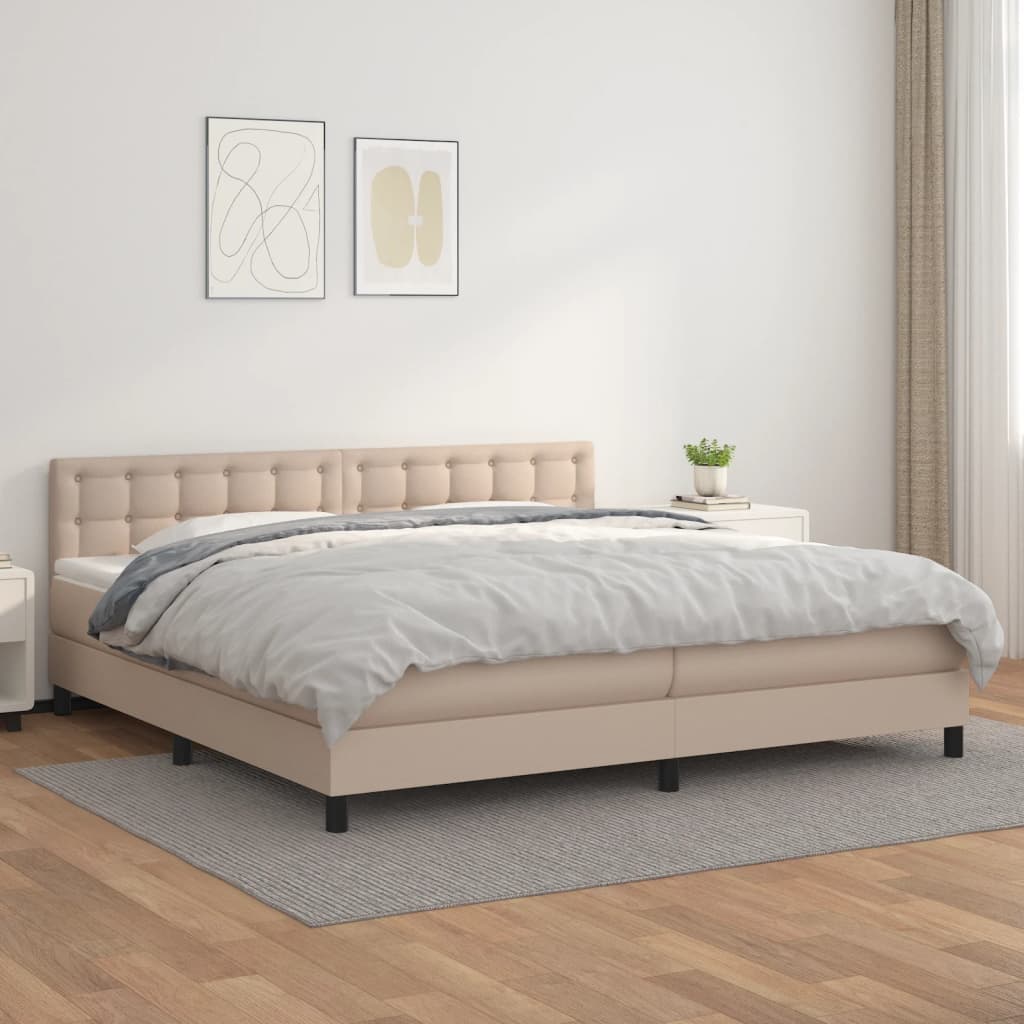 Krevet box spring s madracem cappuccino 200x200cm umjetna koža