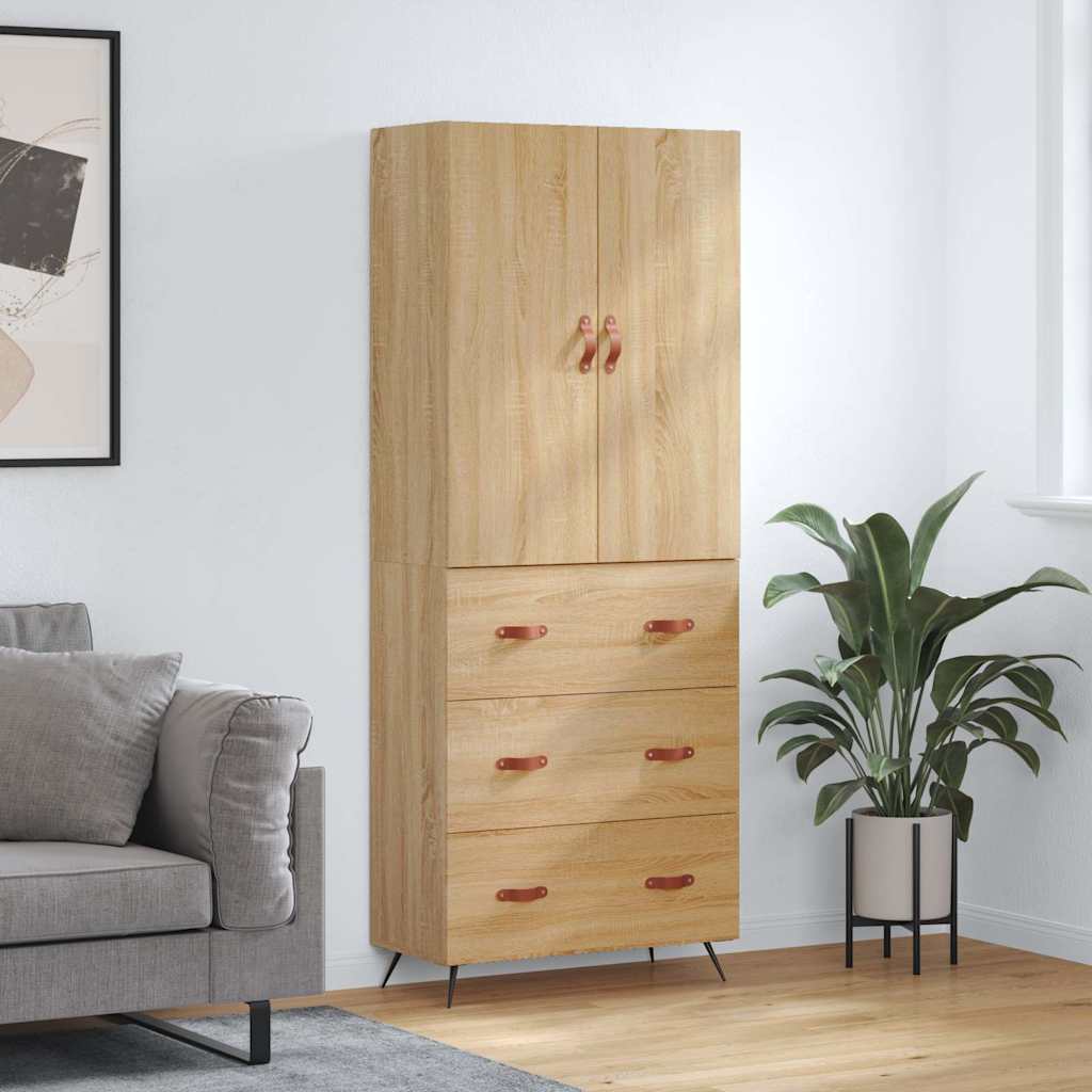 Visoka komoda hrasta sonome 69,5x34x180cm od konstruiranog drva Smeđa