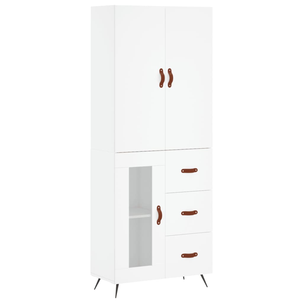 Visoka komoda bijela 69,5x34x180 cm konstruirano drvo