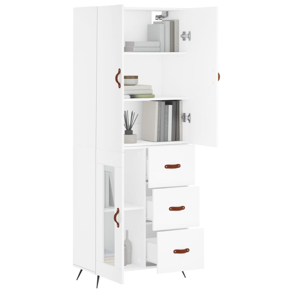 Visoka komoda bijela 69,5x34x180 cm konstruirano drvo