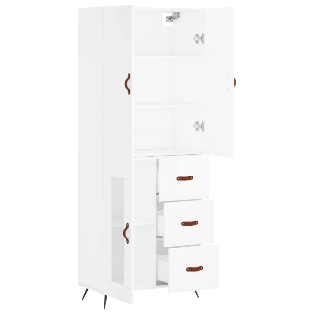 Visoka komoda bijela 69,5x34x180 cm konstruirano drvo