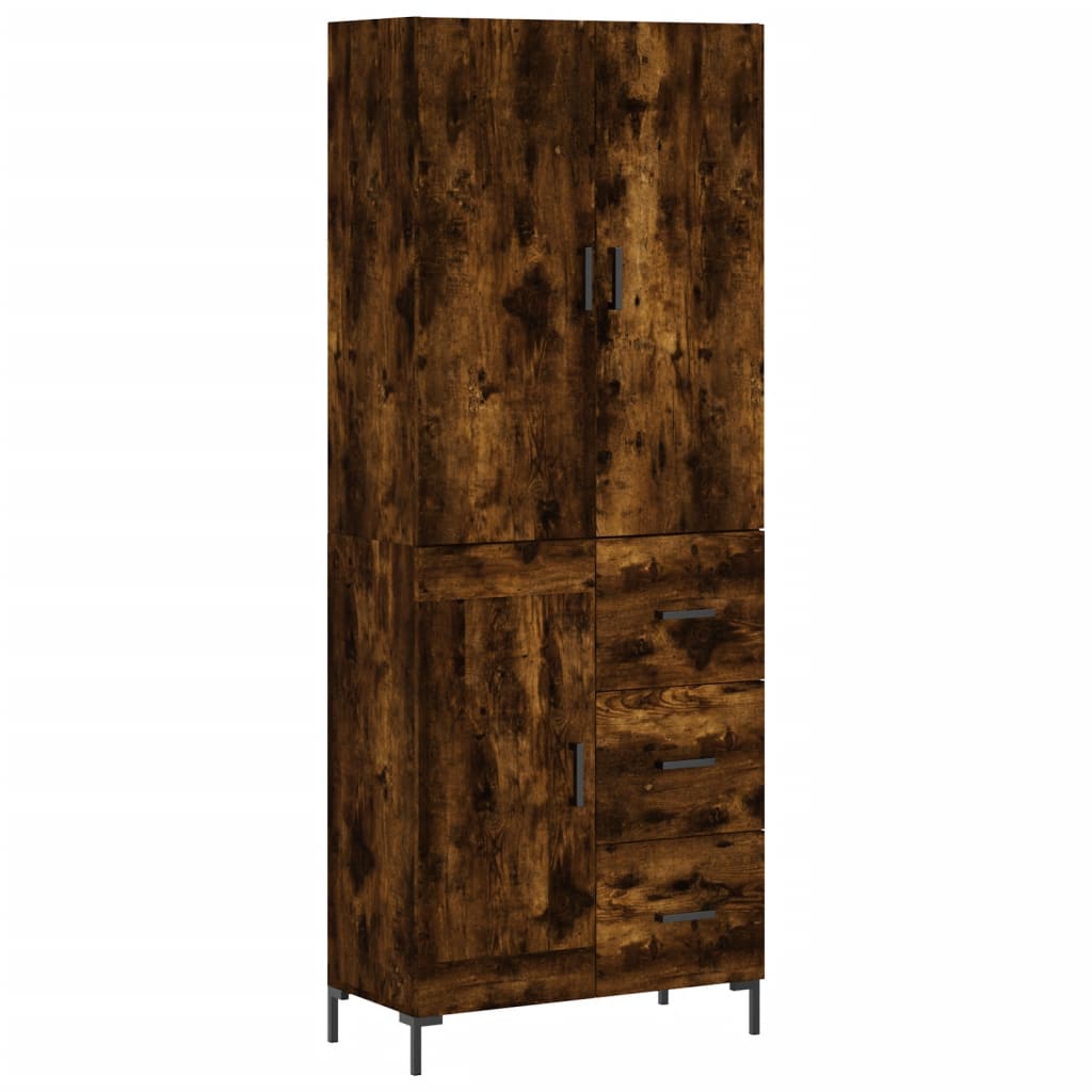 Visoka komoda dimljeni hrast 69,5x34x180 cm konstruiranog drva Smeđa