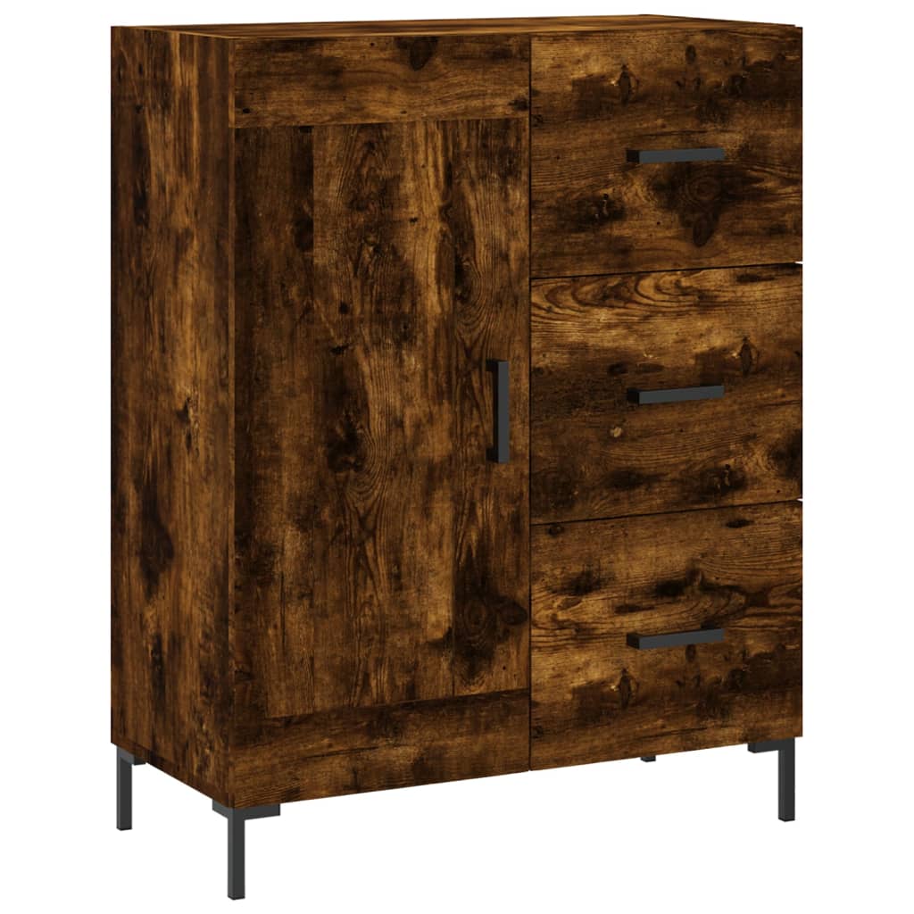 Visoka komoda dimljeni hrast 69,5x34x180 cm konstruiranog drva Smeđa