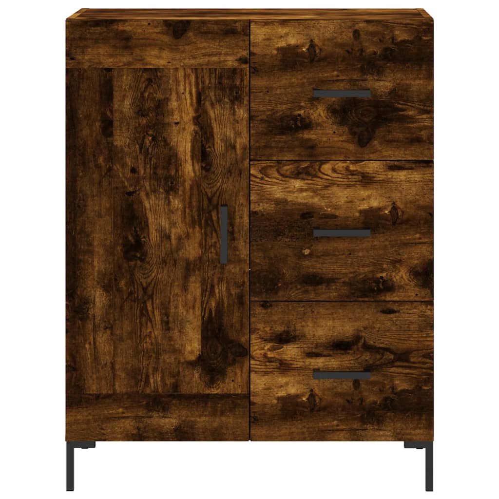 Visoka komoda dimljeni hrast 69,5x34x180 cm konstruiranog drva Smeđa