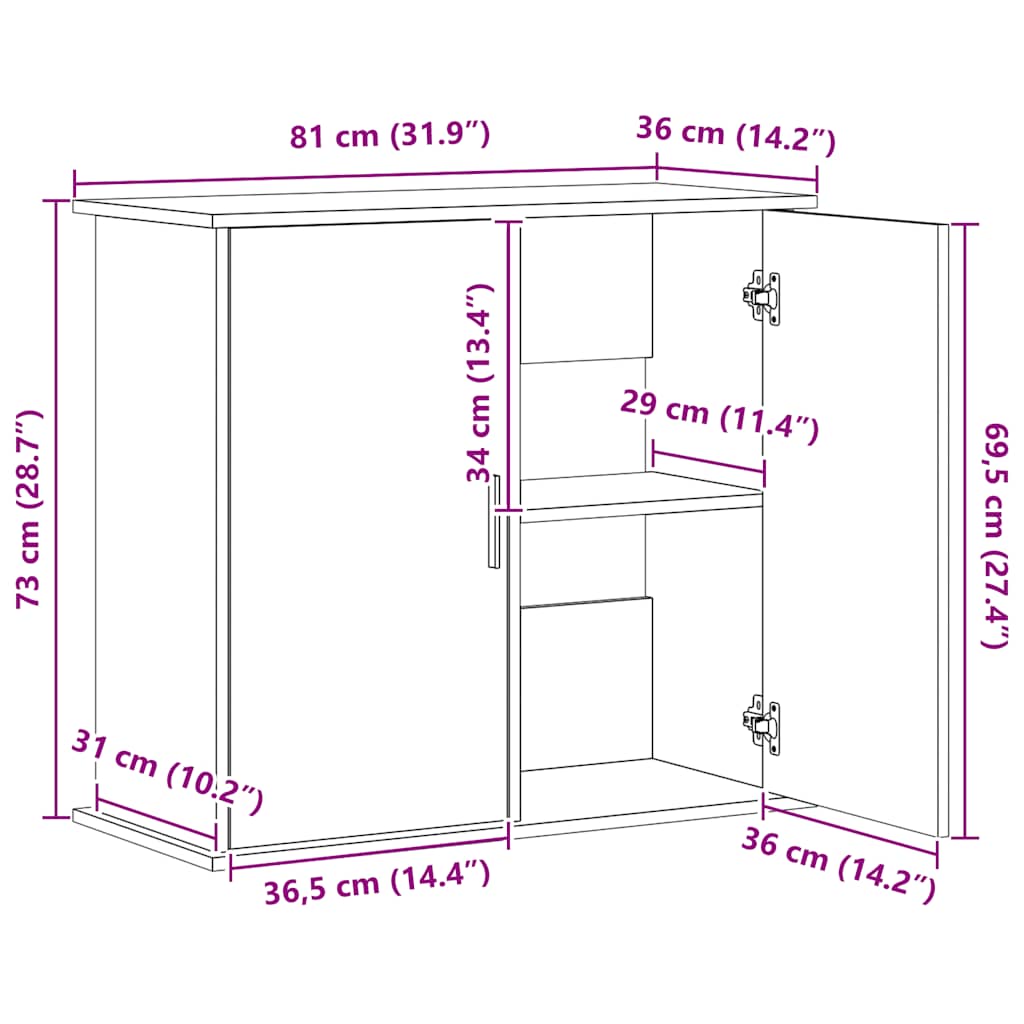 Stalak za akvarij Sonoma hrast 81x36x73 cm Konstruirano drvo