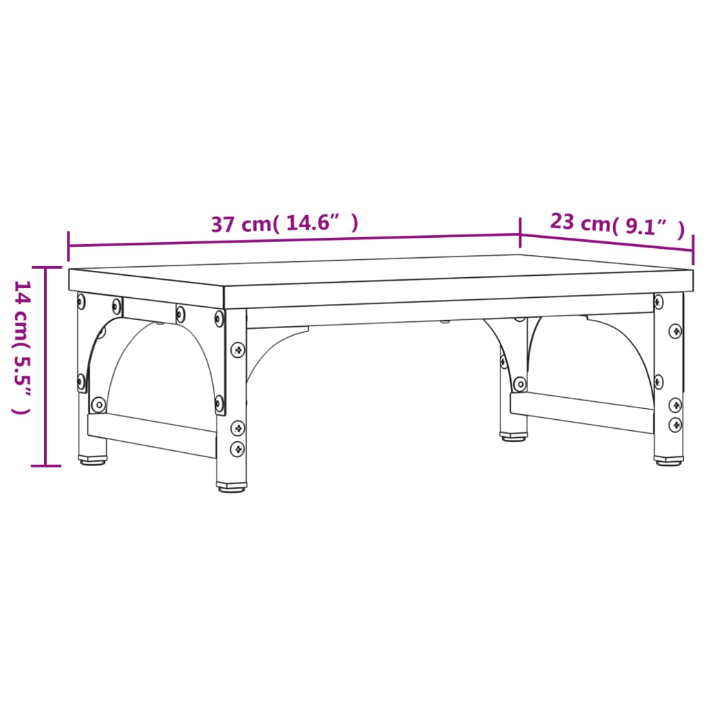 Stalak za monitor boja dimljenog hrasta 37 x 23 x 14 cm drveni