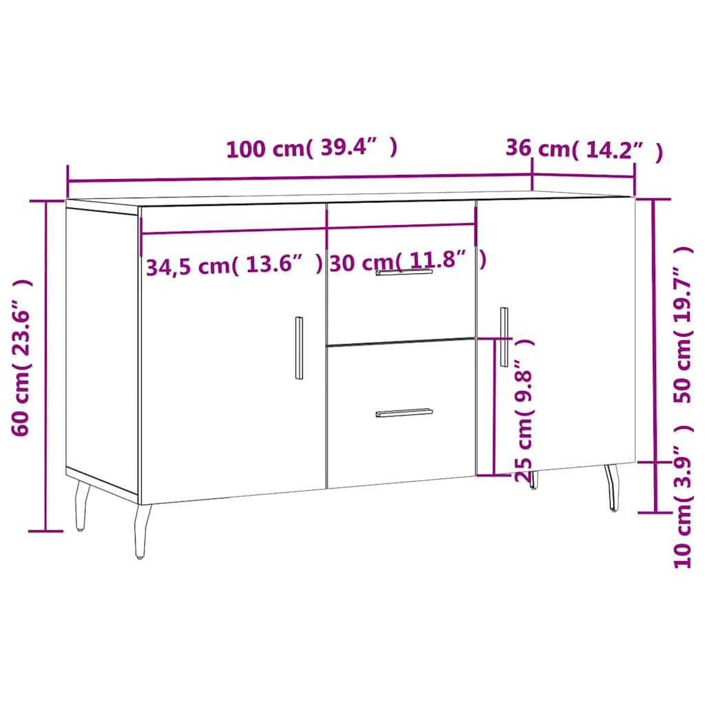 Komoda boja dimljenog hrasta 100 x 36 x 60 cm konstruirano drvo Smeđa