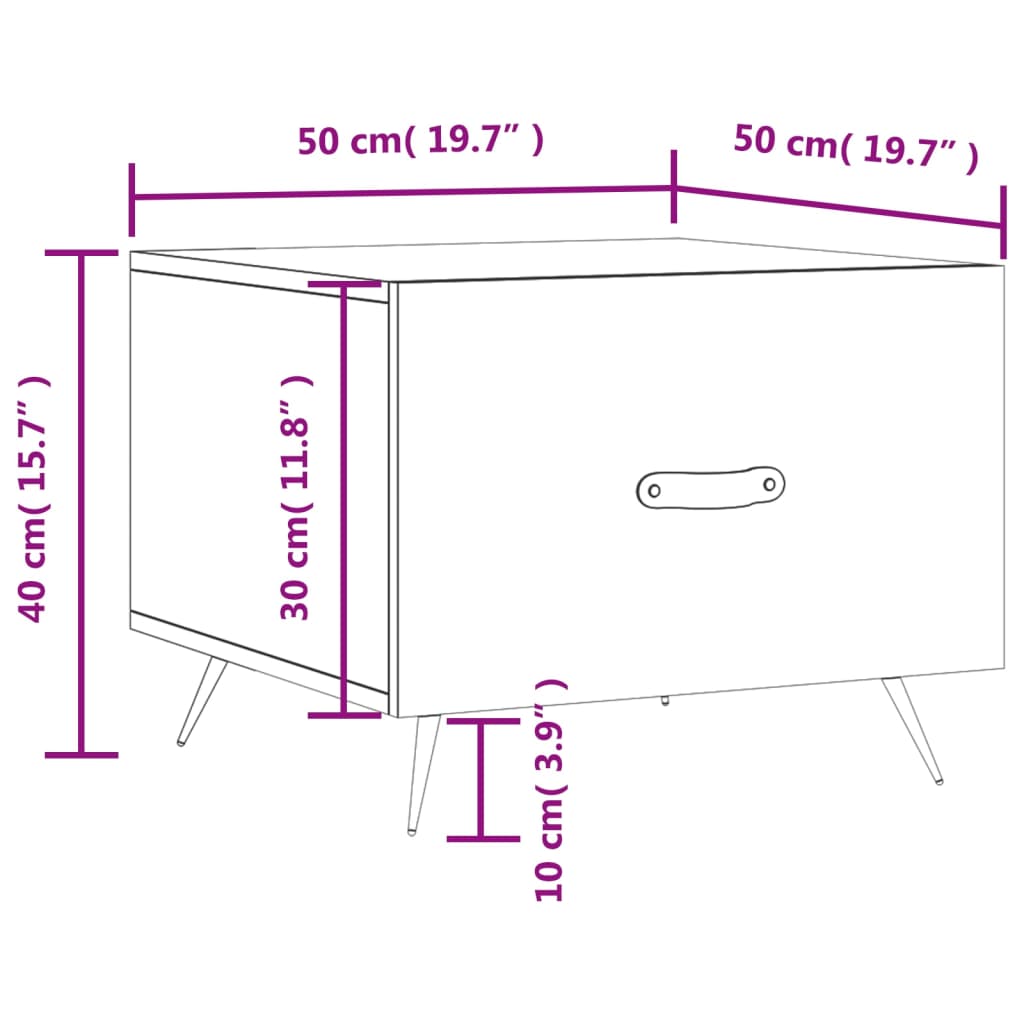 Stolići za kavu 2 kom crni 50x50x40 cm od konstruiranog drva Crna