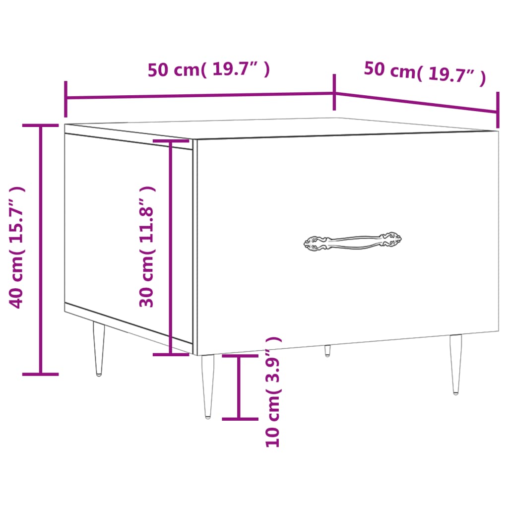 Stolići za kavu 2 kom bijeli 50x50x40 cm od konstruiranog drva Bijela