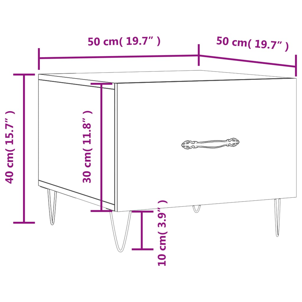 Stolić za kavu crni 50 x 50 x 40 cm od konstruiranog drva Crna