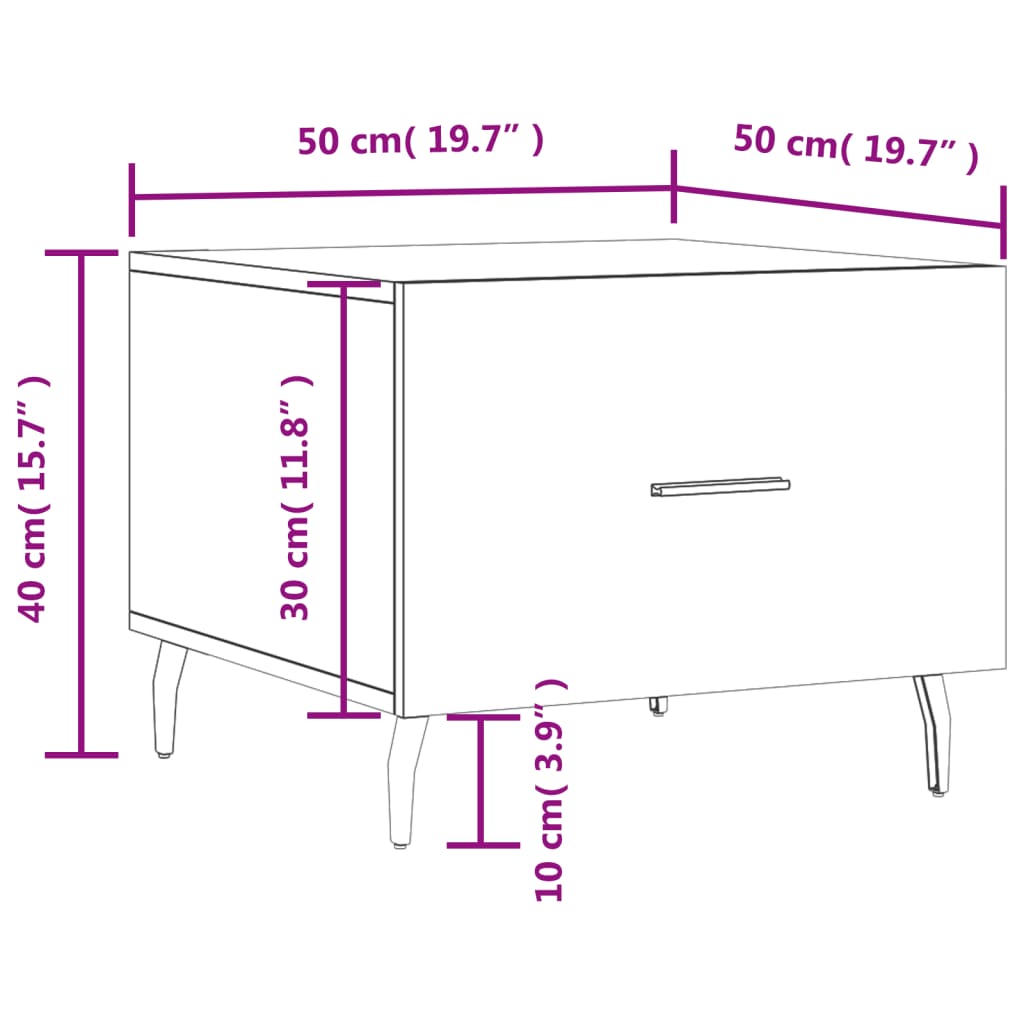 Stolići za kavu 2 kom sjajni bijeli 50x50x40 konstruirano drvo Bijela
