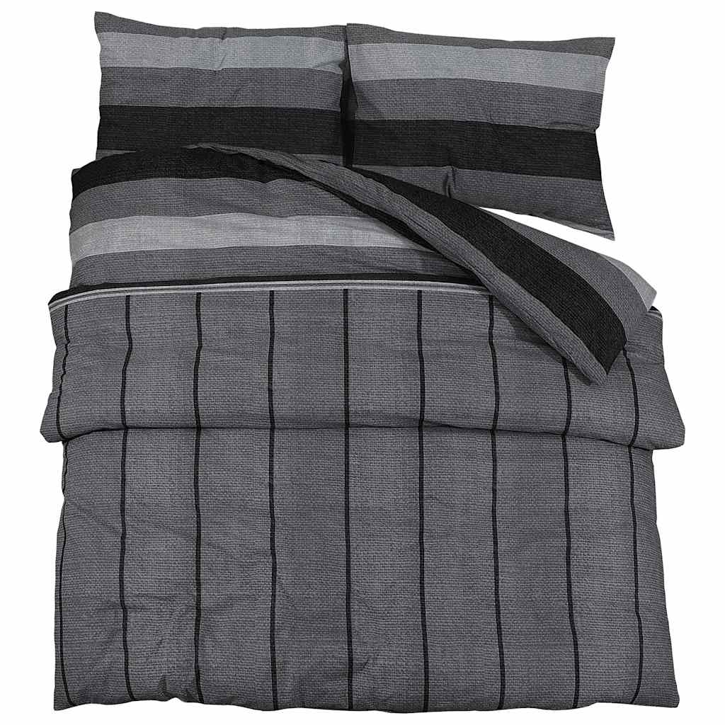 Set posteljine za poplun tamnosivi 220 x 240 cm pamučni