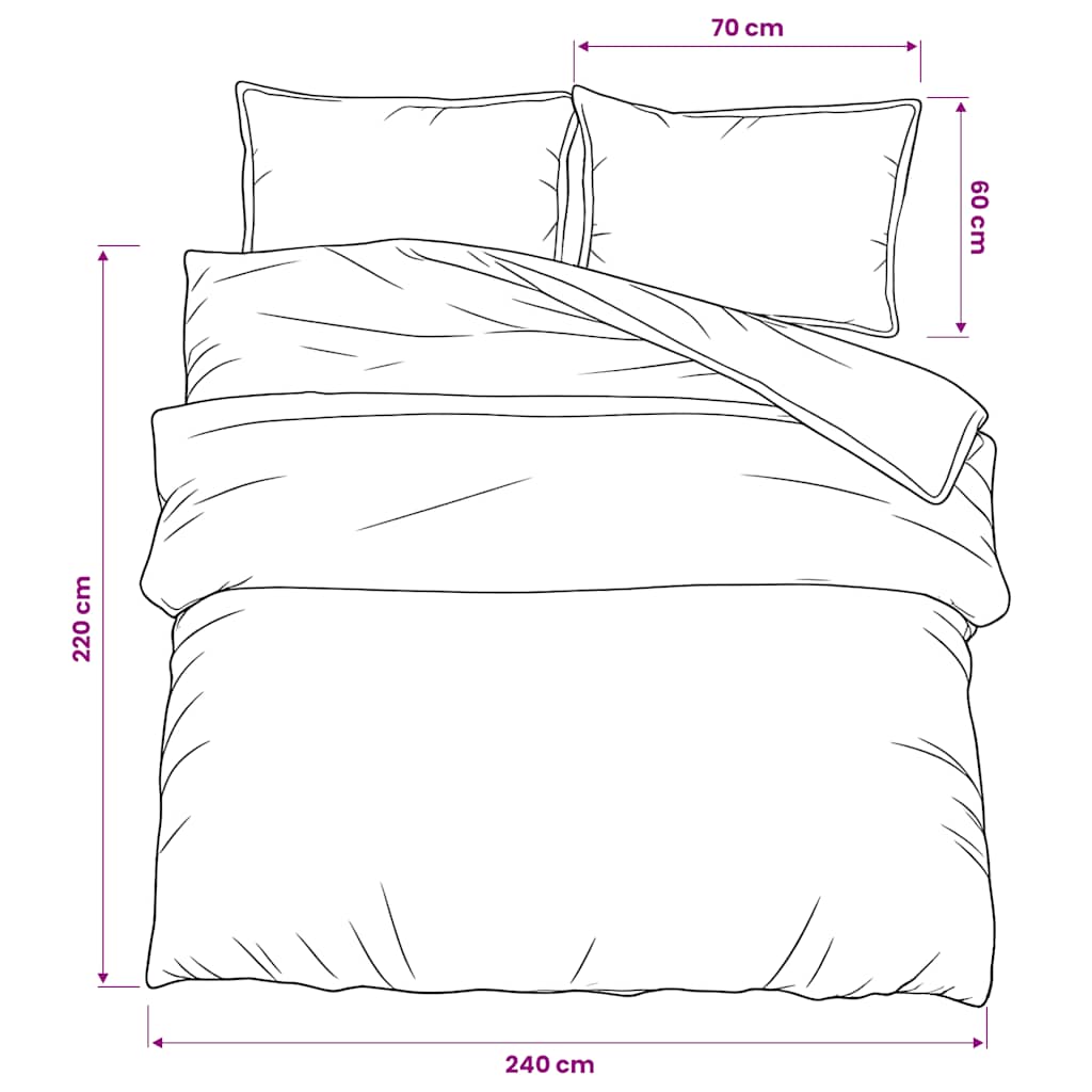 Set posteljine za poplun sivi 240x220 cm pamučni