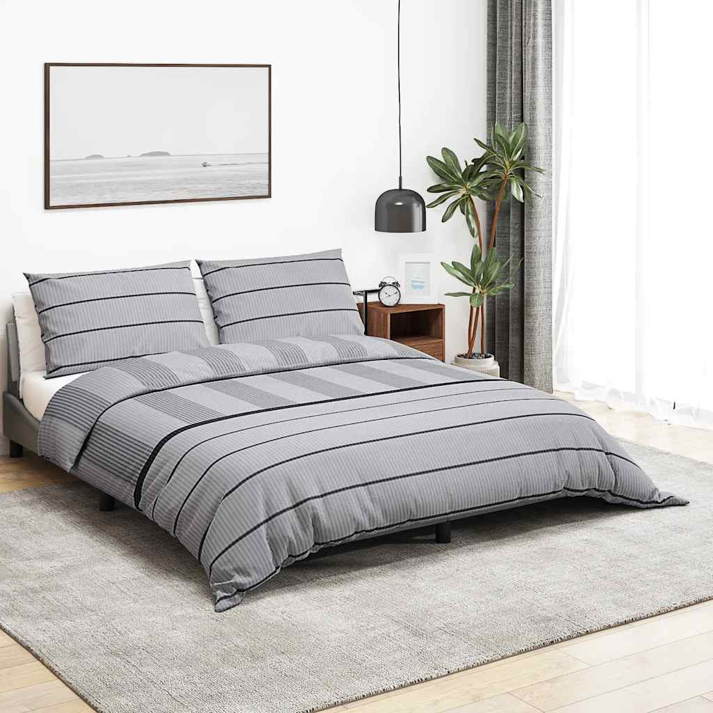 Set posteljine za poplun sivi 240x220 cm pamučni
