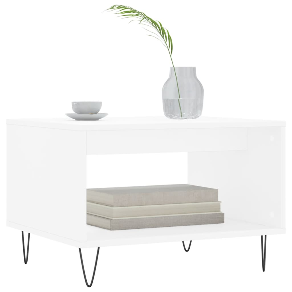 Stolić za kavu bijeli 60 x 50 x 40 cm od konstruiranog drva Bijela