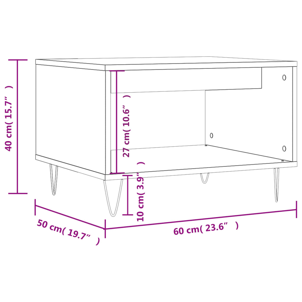 Stolić za kavu bijeli 60 x 50 x 40 cm od konstruiranog drva Bijela