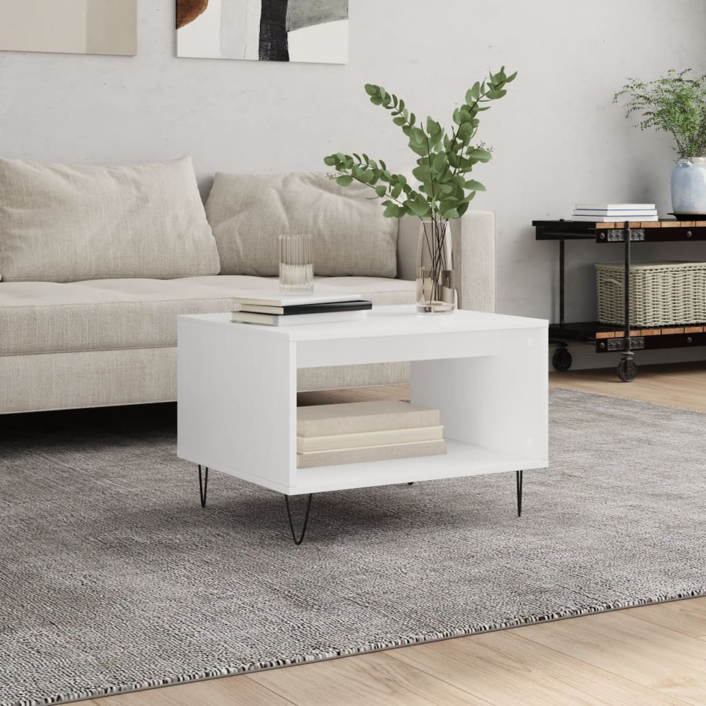 Stolić za kavu bijeli 60 x 50 x 40 cm od konstruiranog drva Bijela