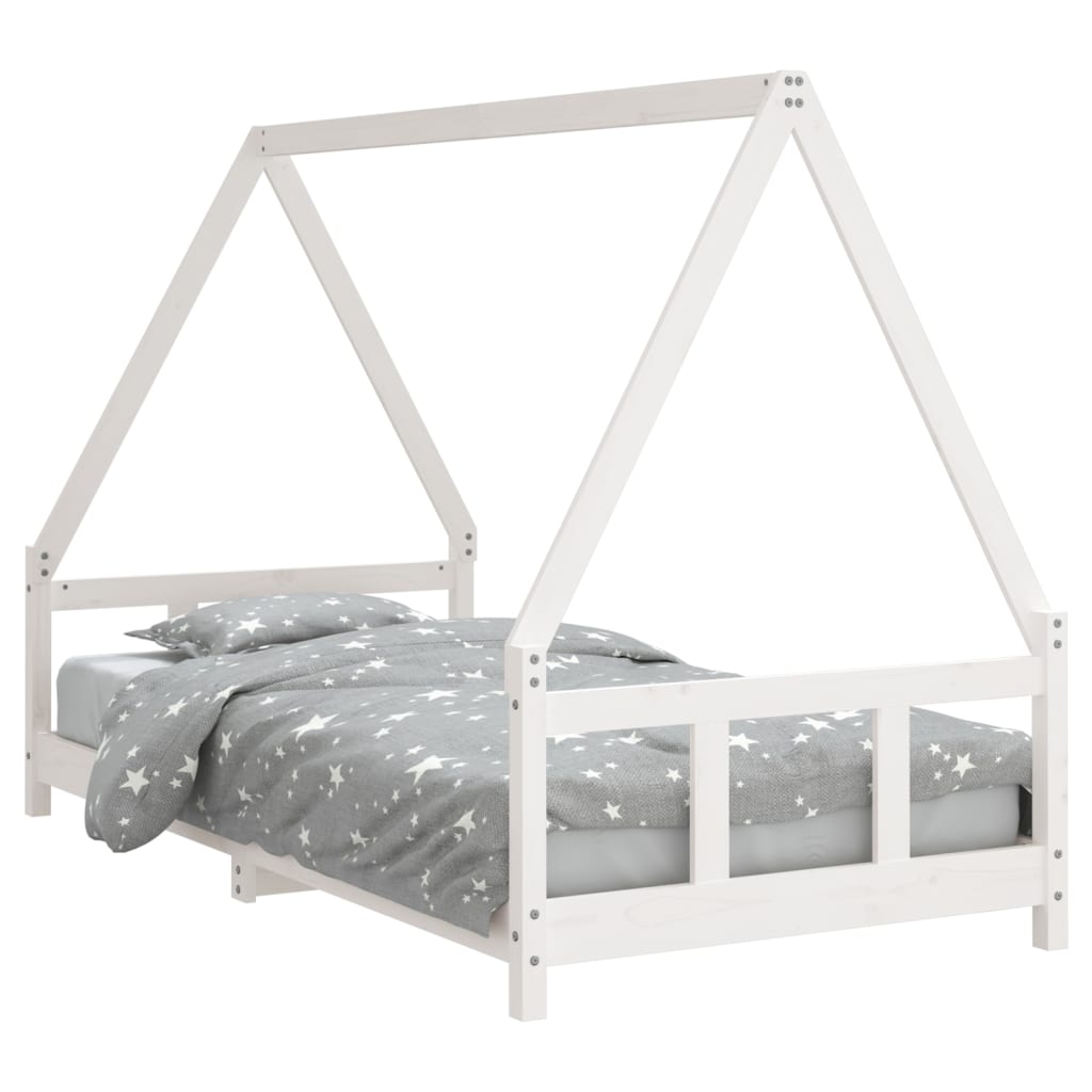 Okvir za dječji krevet bijeli 90 x 190 cm od masivne borovine