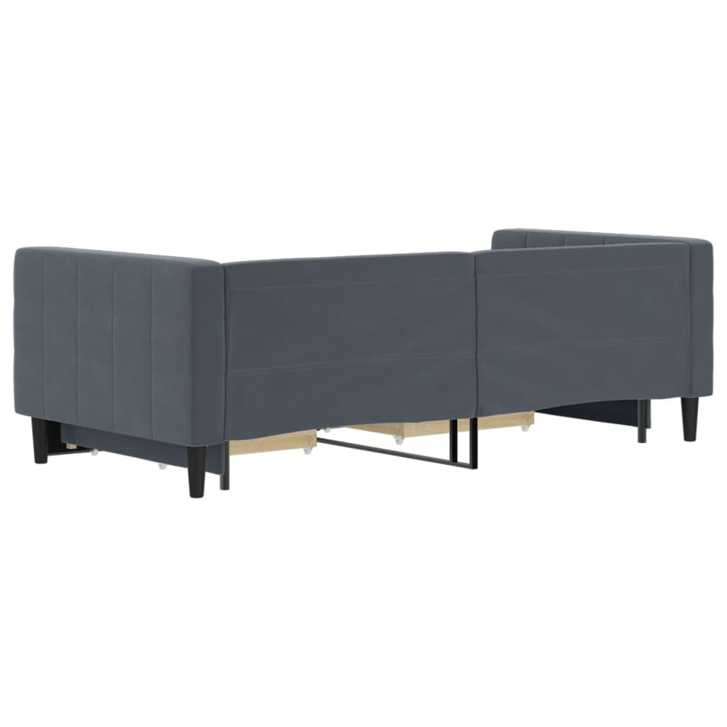 Dnevni krevet s pomoćnim ležajem i ladicama bez madraca tamno siva 90x190 cm