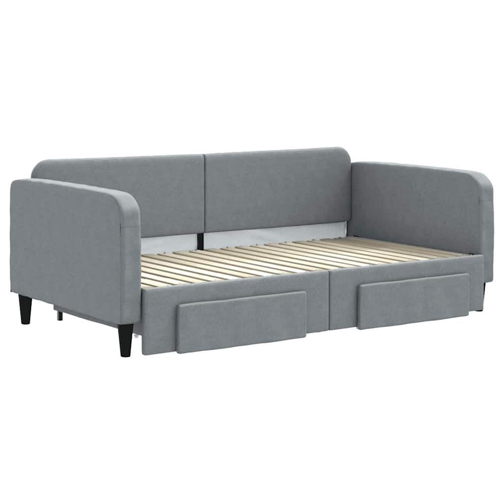 Dnevni krevet s pomoćnim ležajem i ladicama bez madraca svijetlosiva 100x190 cm