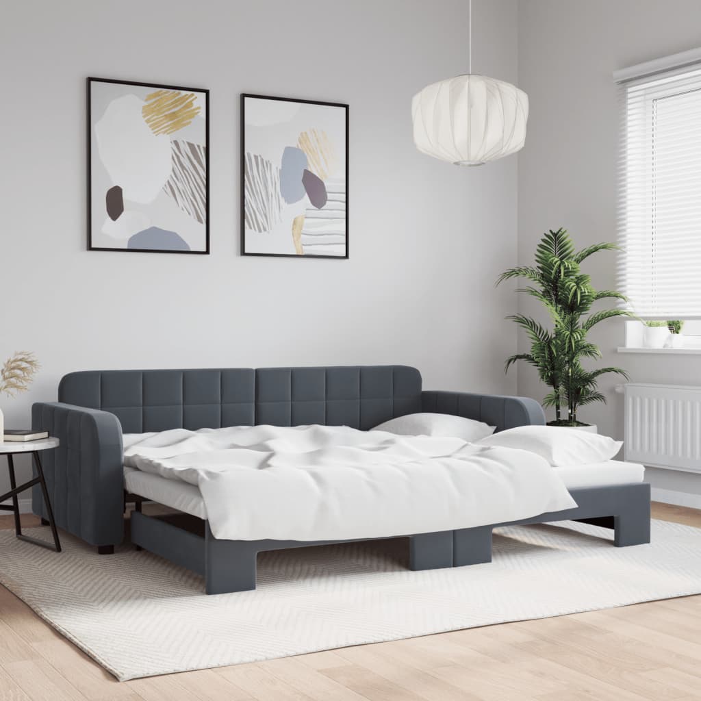 Dnevni krevet s pomoćnim ležajem bez madraca tamno siva 90x190 cm