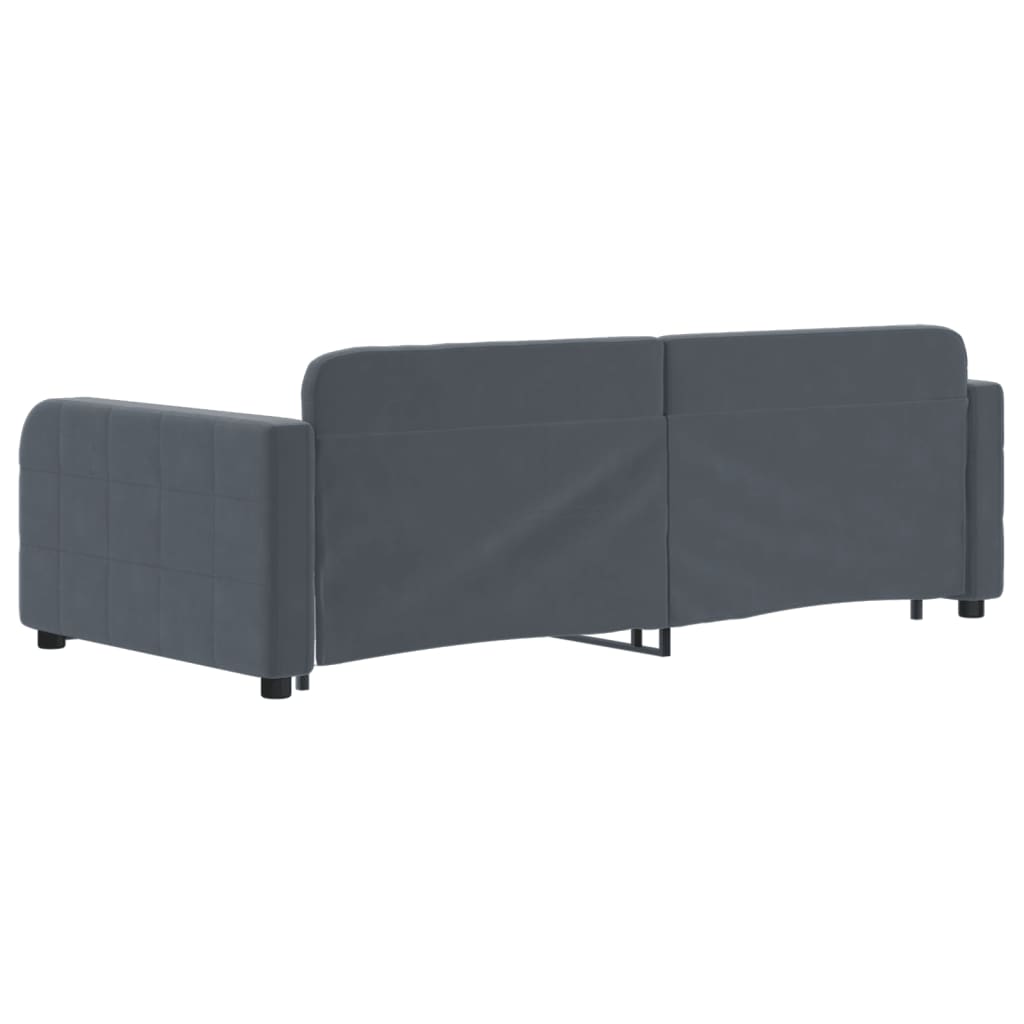 Dnevni krevet s pomoćnim ležajem i ladicama bez madraca tamno siva 90x190 cm